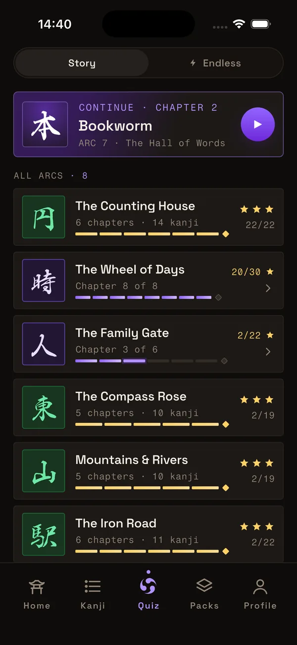 All arcs with stars collected
